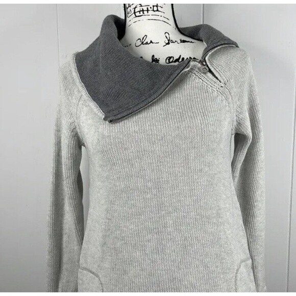 Soft Surroundings Gray Knit Asymmetric Zip Neck Tunic Sweater Woman’s Size P XL - Picture 2 of 8